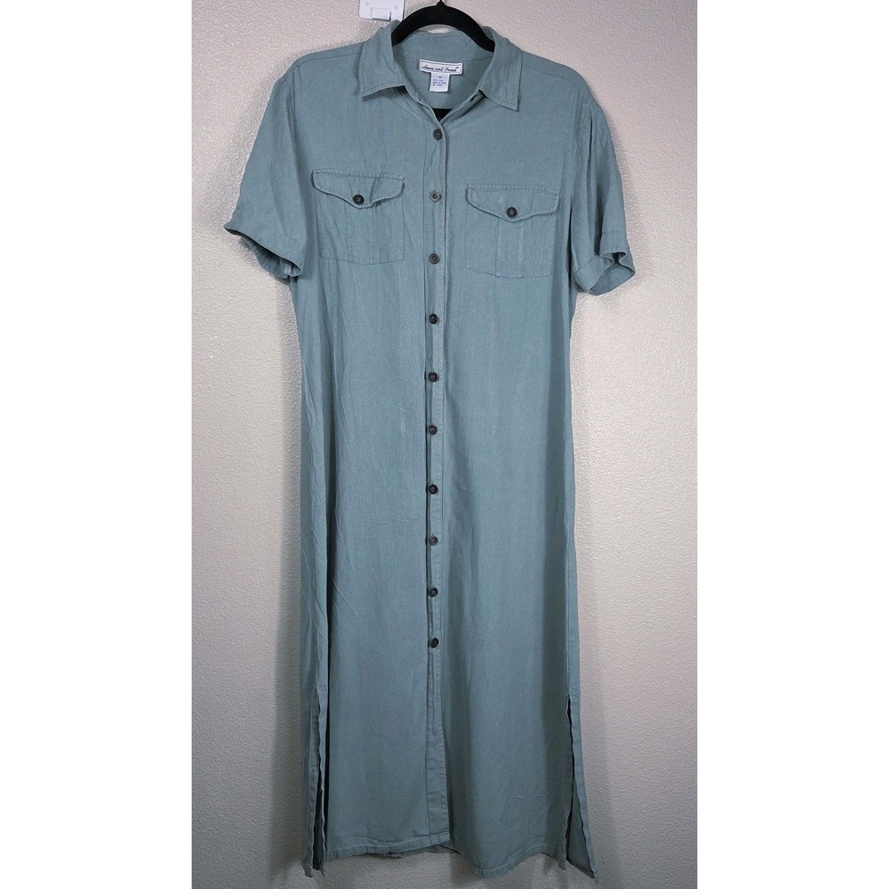 Anna and Frank Vintage 100% Silk Button Front Maxi Dress Mint Green Medium